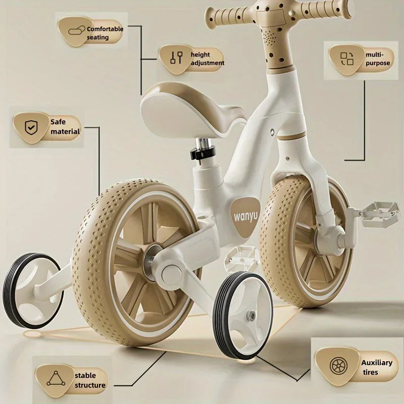NNEOBA Kids Balance Trike with Training Wheels (2-in-1)
